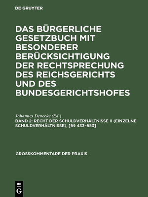 cover image of Recht der Schuldverhältnisse II (einzelne Schuldverhältnisse), [§§ 433–853]